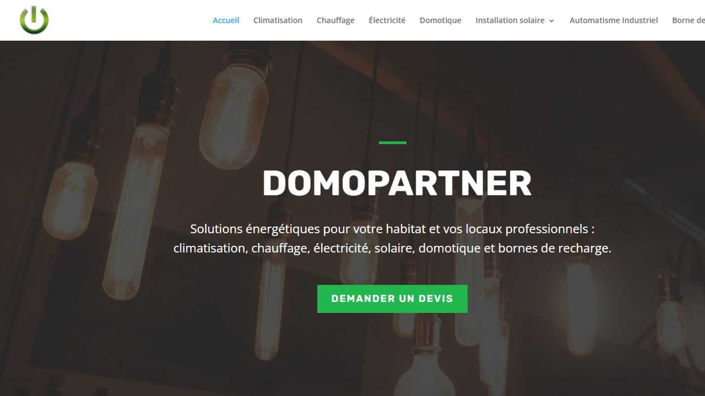 Aperçu de la page d’accueil de DomoPartner