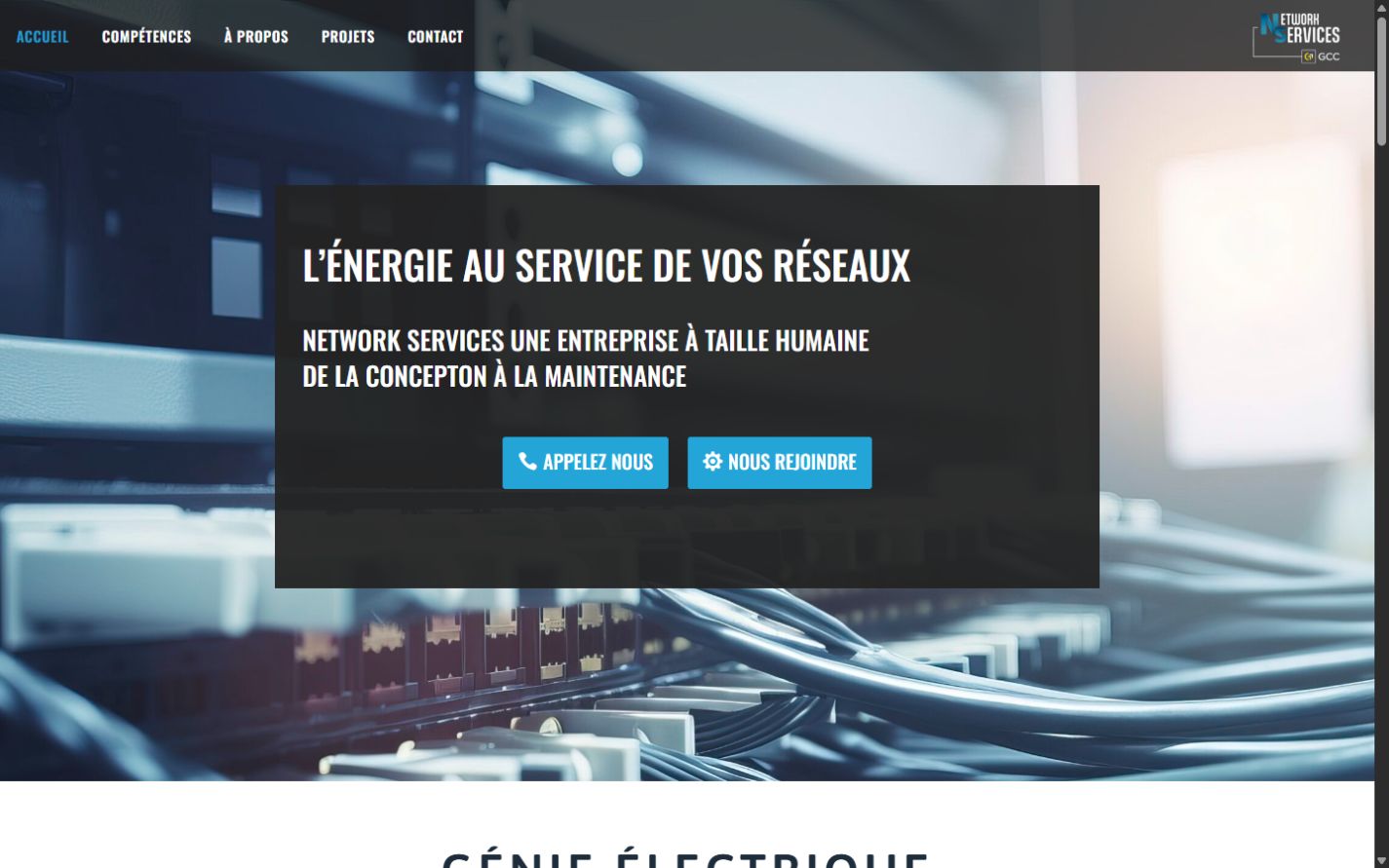 Aperçu de la page d’accueil de Network Services